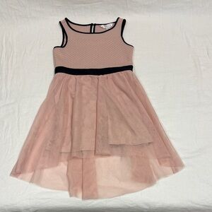 Sally Miller Pink & Black Sleeveless Dress w/Asymmetrical Tulle Skirt 6-7 NWOT